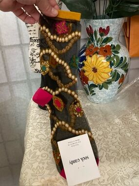 Sock Candy NIP/NWT Women One-Sz MULTICOLOR SHEER Socks Pearls & Jewelry Design